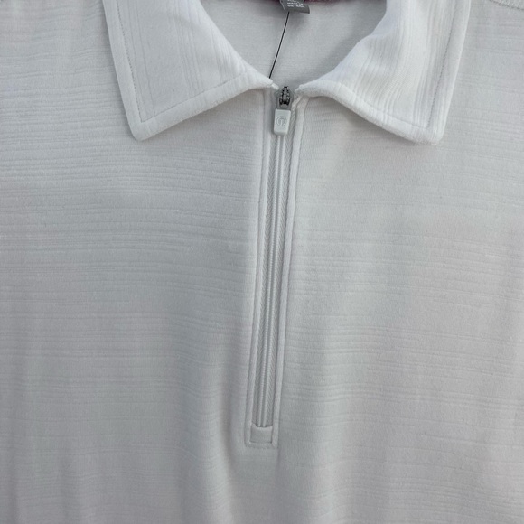 T by Talbots White Sleeveless Slub Cotton Top with Zipper. Petite XL - Picture 3 of 5